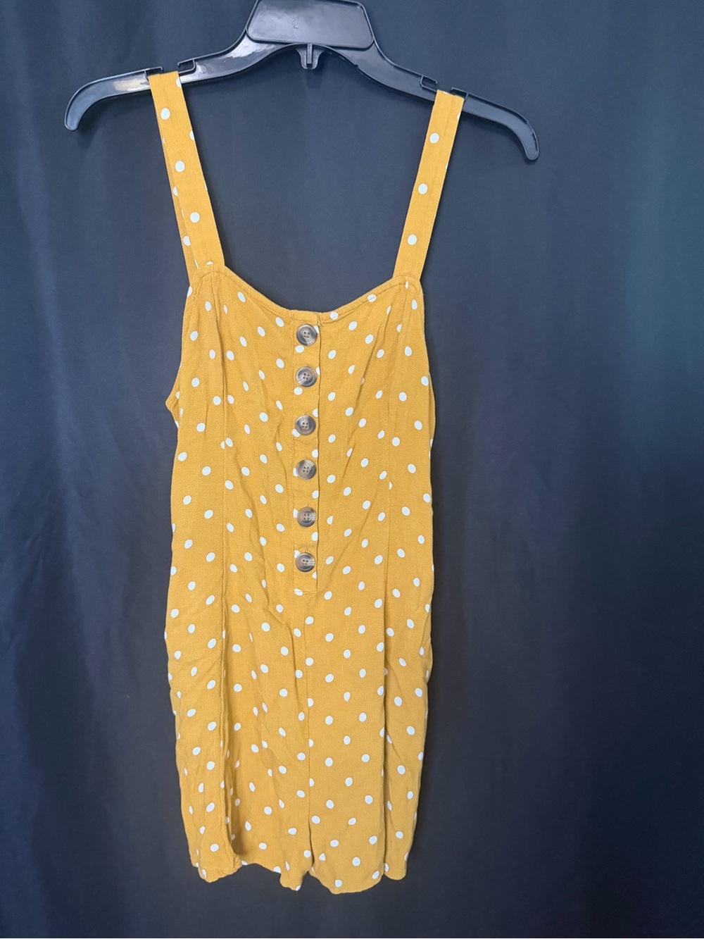 Yellow Polka Dot Button-Front romper